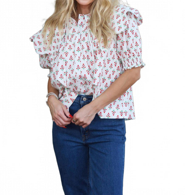 Karlie Floral Collar Button Top Multi Large 4
