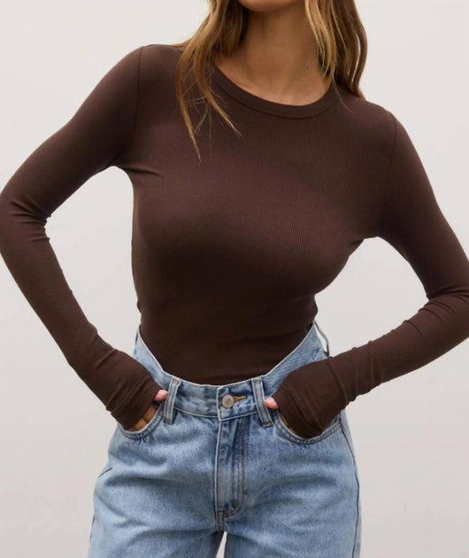 Bayse Nyla Long Sleeve Top Brown Medium 2