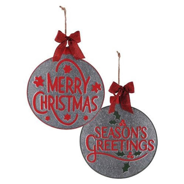 Hivvago Round Galvanized Holiday Ornament 2
