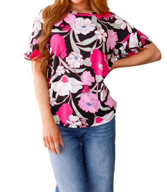 Haptics Floral First Ruffle Sleeve Top Multi Small 2