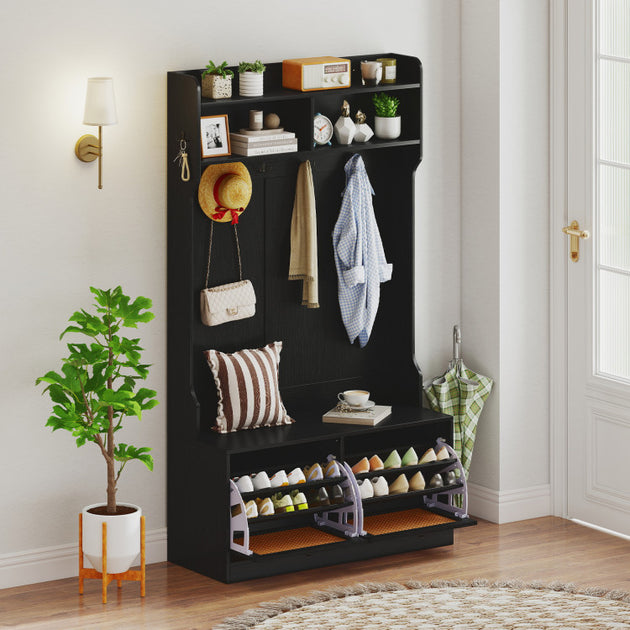 Hivvago 4-In-1 Hall Tree Black 5