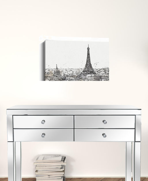 Hivvago Paris Rooftops Sketch Print Black 18x24in 4