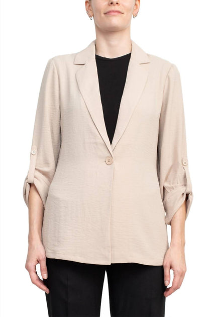 Adrianna Papell Notched Lapel Blazer Beige Medium 2