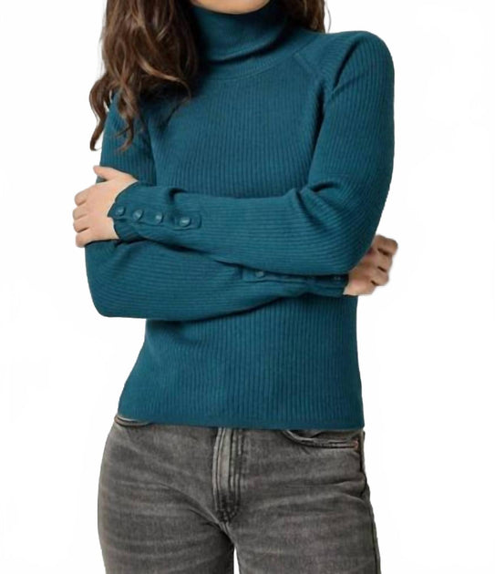 Lilla P Slim Rib Turtleneck Sweater Grey Large 2