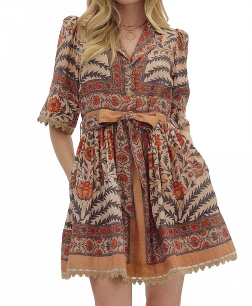 entro Boho Belted Dress Multi Small 2