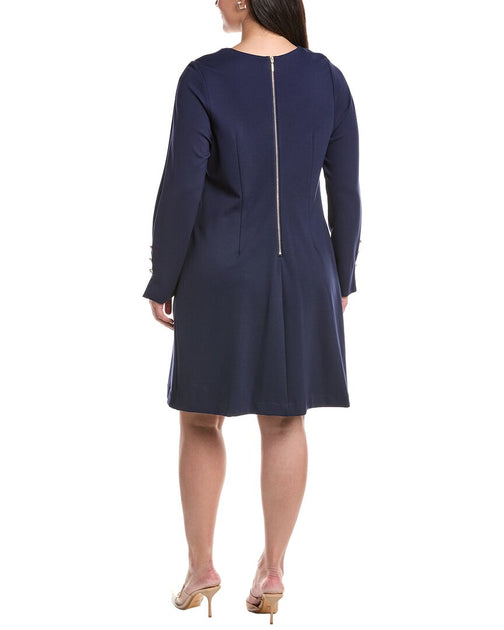 Tahari ASL Solid Midi Dress Blue US 16 3