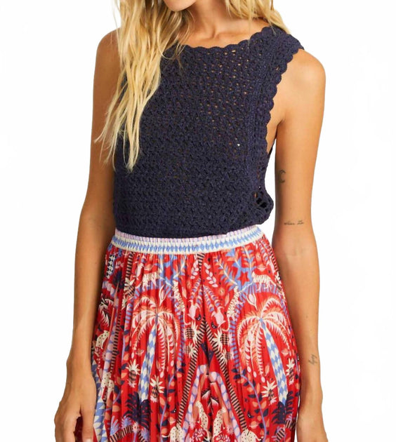 CABALLERO Amelie Sleeveless Knit Top Blue Medium 3