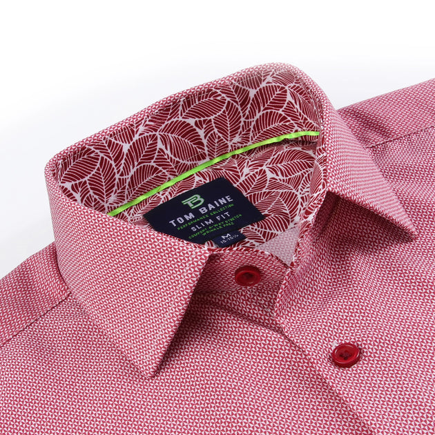 Tom Baine Slim Fit Performance Long Sleeve Button Down Red XL 3