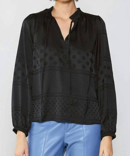 Current Air Dotty Pullover Blouse Black S 2