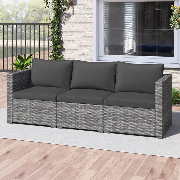 Hivvago Patio Sectional Sofa Set Grey 5