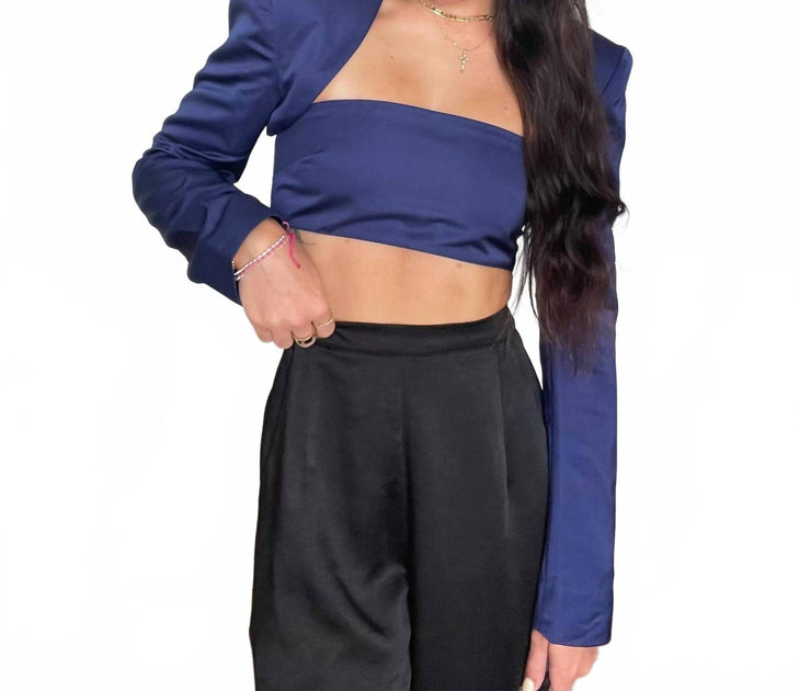 WeWoreWhat Bolero Cropped Top Blue XSmall 2