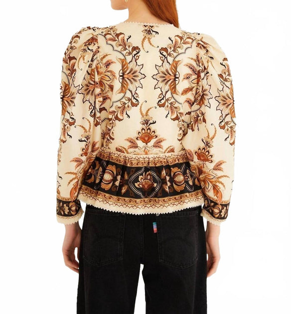 FARM Rio Majestic Garden Blouse Beige XS 3