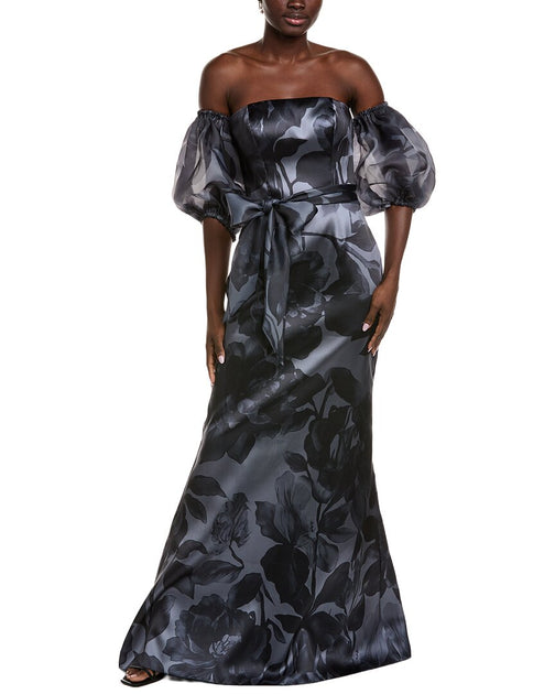 Rene Ruiz Printed Mikado Gown Black US 2 2
