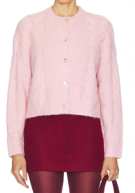 line and dot Melba Crewneck Cardigan Pink Medium 2