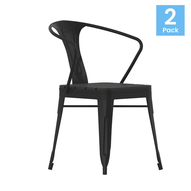Flash Furniture Stacking Arm Chair Black 2