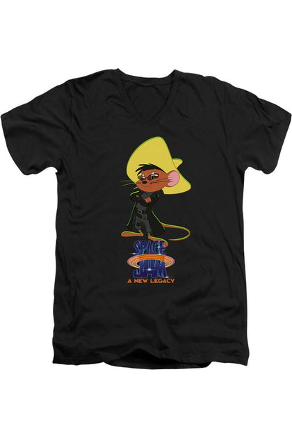 Gildan Space Jam 2 Speedy Matrix V-Neck T-Shirt Black XL 2