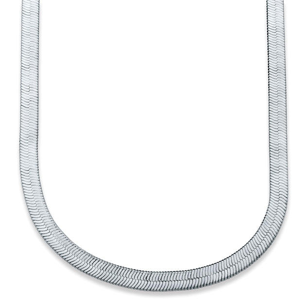 Palm Flexible Herringbone Chain Necklace Silver 18 inch 2