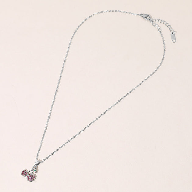 FASHNZFAB Cherry Pendant Necklace Silver One Size 3