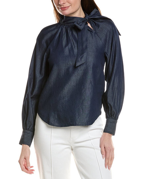CeCe Blouse Top Navy XSmall 2