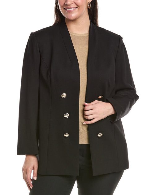 Anne Klein Plus Funnel Neck Jacket Black US 0 2