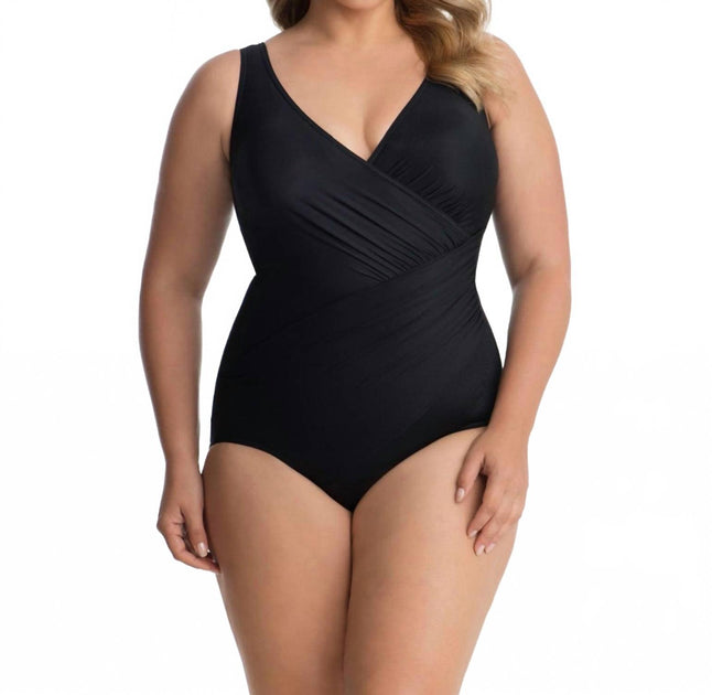 Miraclesuit Oceanus Surplice One Piece Swimsuit Plus Black 3