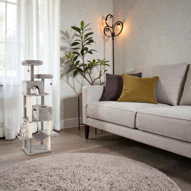 Hivvago Large Indoor Cat Tree Grey 2