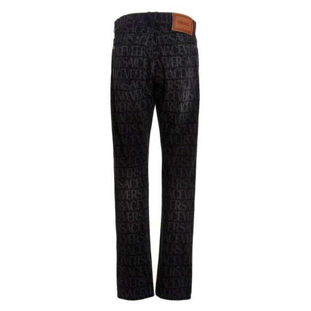 Versace All-Over Logo Denim Jeans Schwarz 32 3