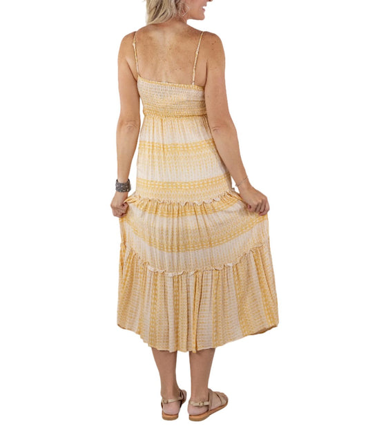 Sienna Crochet Maxi Dress in Yellow