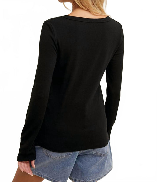 WISHLIST Scoop Neck Ribbed Knit Top Black Medium 4