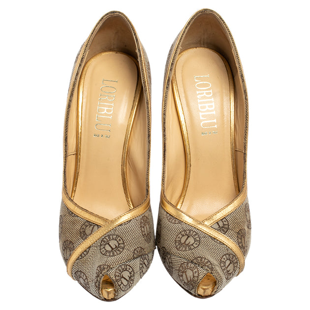 Loriblu Peep Toe Pumps Beige EU 38 4