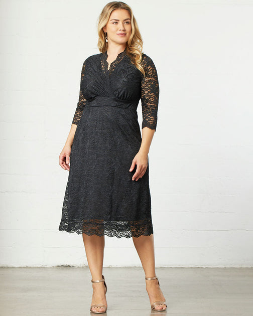 Robe en Dentelle Scalloped Boudoir Kiyonna Noir 3X 3