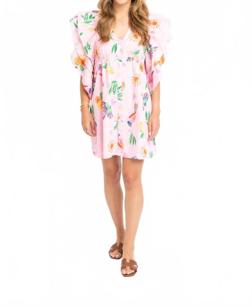 Karlie Toucan Fruit Ruffle Mini Dress Pink Large 2