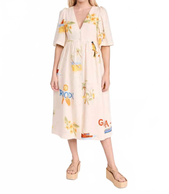 Sheer Trend Casual Printed Bubble Sleeve Dress Pink Medium 4