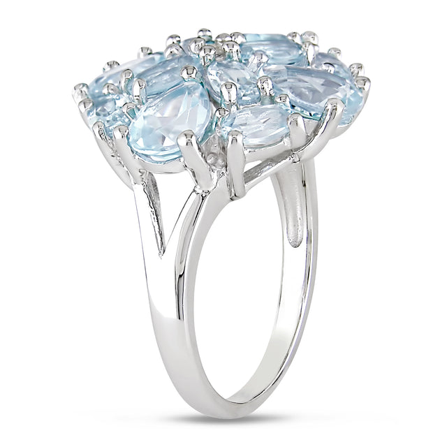 Mimi & Max Topaz Floral Cluster Cocktail Ring Sterling Silver Blue US 9 4