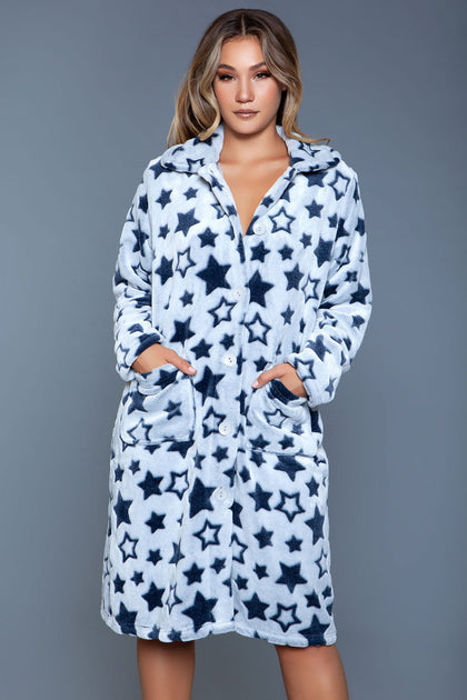 TRUEDAMES Starry Night Button-Up Robe Blue S/M 2