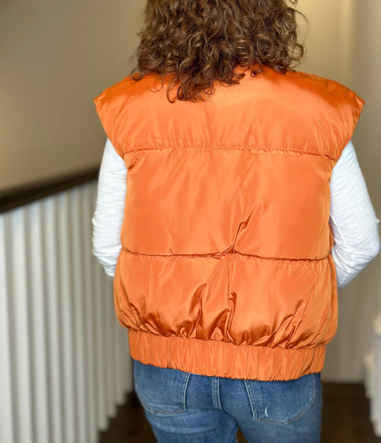 LOVE TOKEN Vika Puffer Vest Orange Large 4