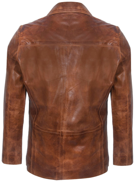 Infinity Santiago Leather Blazer Brown Large 4