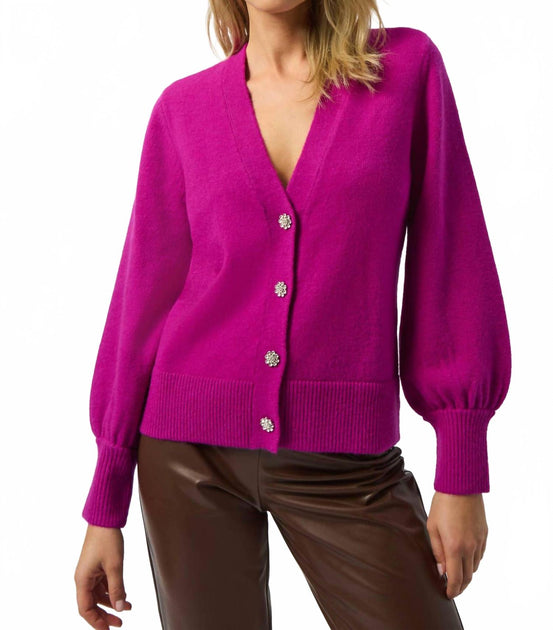 Joseph Ribkoff Rhinestone Button Sweater Pink XSmall 2