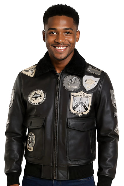 Infinity Topgun A2 Leather Bomber Jacket Brown Black Medium 2