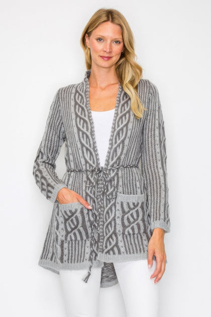TRUEDAMES Open Wool Cardigan Grey Small 2