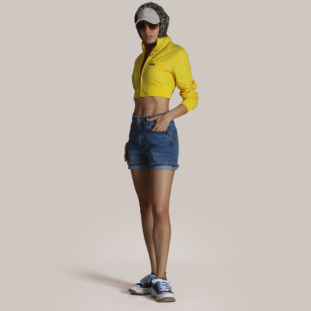 Members Only Women's Cropped Racer Jacket White Medium 3