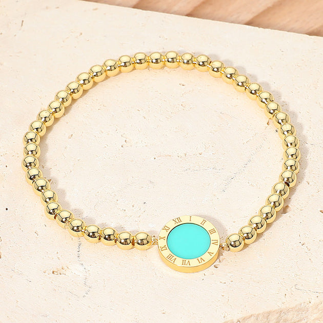 FASHNZFAB Roman Numeral Disc Stretch Bracelet Blue One Size 2