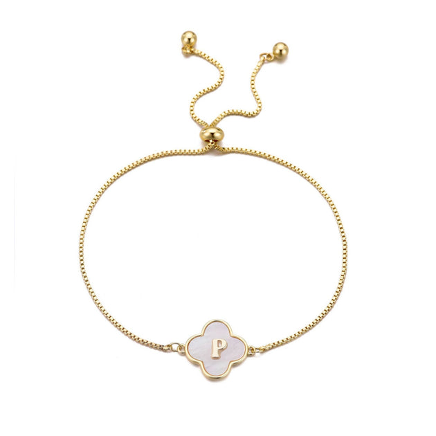 Adornia Initial Clover Bolo Bracelet Gold 2