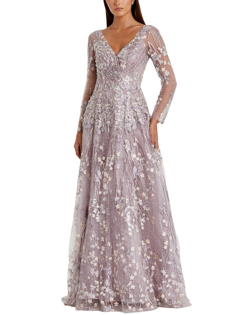 Mac Duggal Besticktes Spitzen-Wrap-Illusionskleid Pink US 6 2