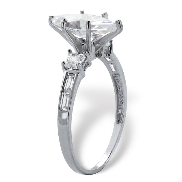 Palm Cubic Zirconia Engagement Ring Silver US 9 3