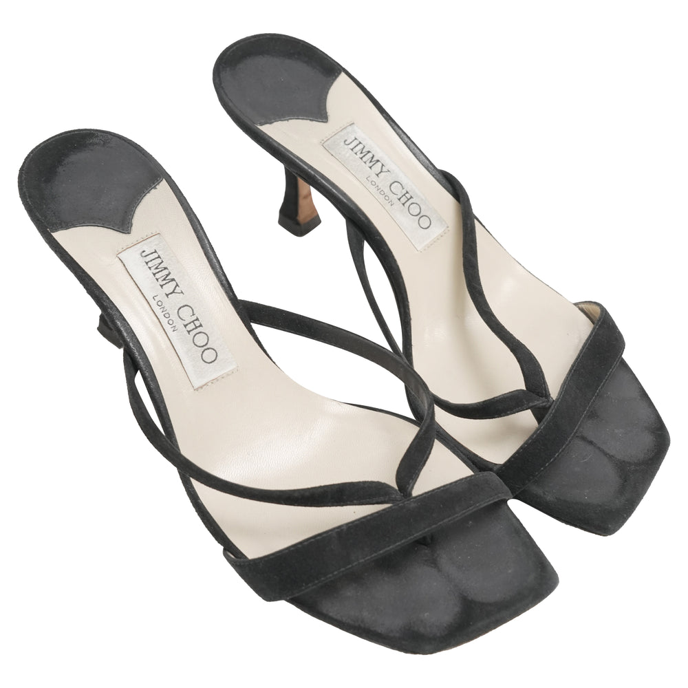 Jimmy Choo Maelie Thong Sandals In Black Suede | ShopSimon