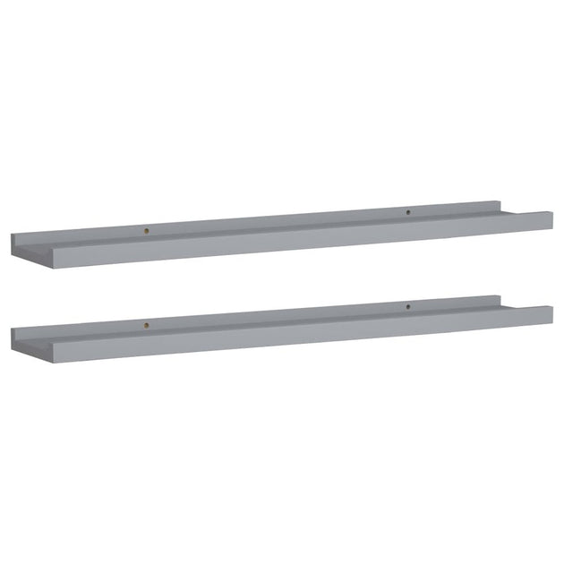vidaXL Frame Ledge Shelf Set of 2 Gray 3