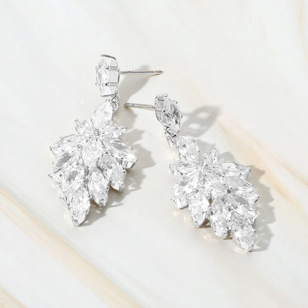 FASHNZFAB Marquise CZ Stone Cluster Dangle Earrings Blue 3