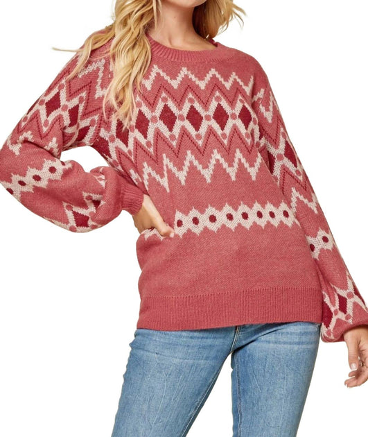 Andree By Unit Geometrischer Pullover Pink Medium 2