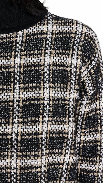 Splendid Ginny Col Roule Tricot Écossais Noir XSmall 3